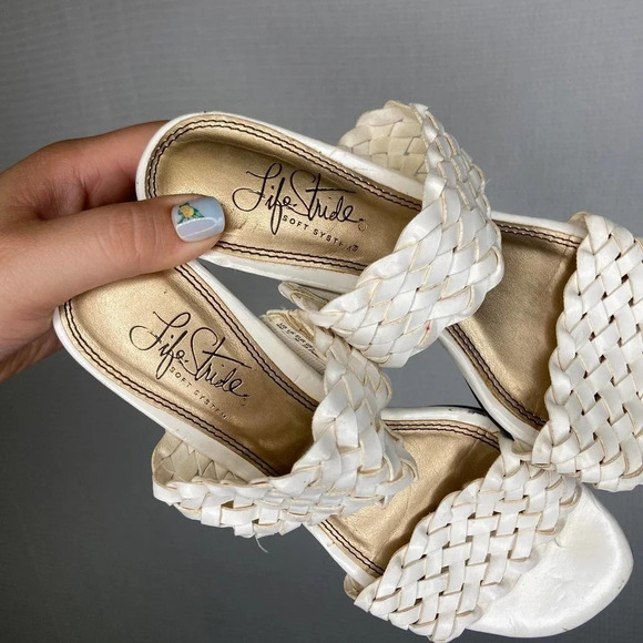 Life Stride | White Strappy‎ Slip On Heels 6 - Picture 3 of 6